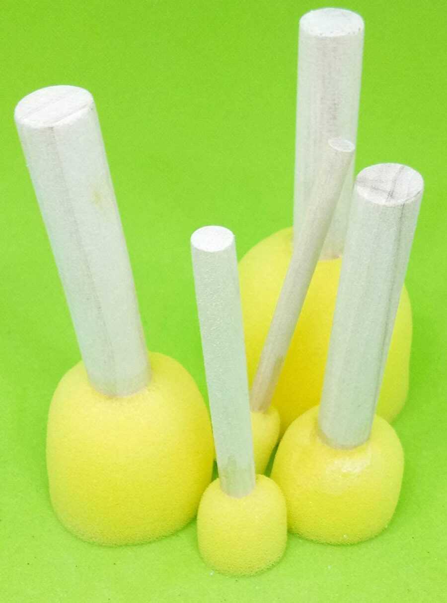 Artool B6 Round Stencil Foam Brush Furniture Art Crafts Painting Tool Supplies Painting Stippler Set DIY Painting Tools Sponge Dabber with Wooden Handle (5 Sizes, 5 Pcs) - Image 3