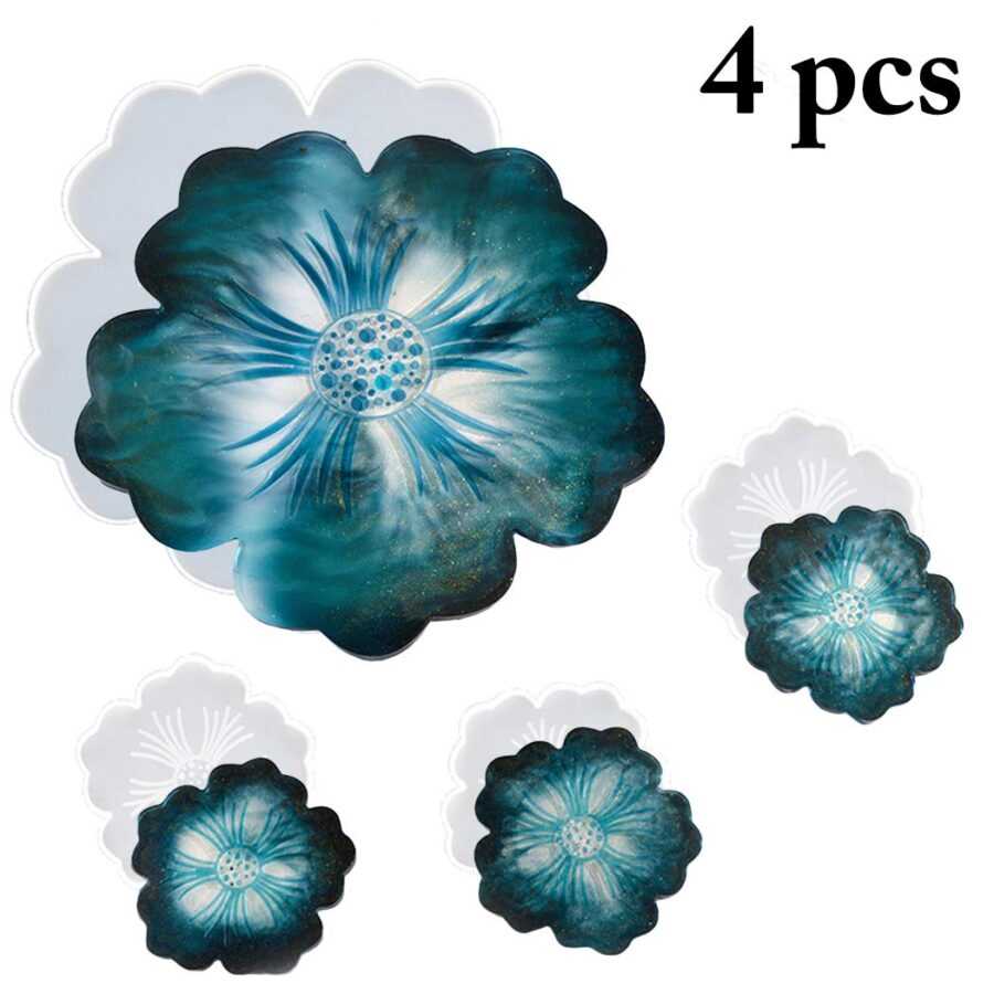 B35 - Flower Shape Tray with 4 Coaster - Image 4