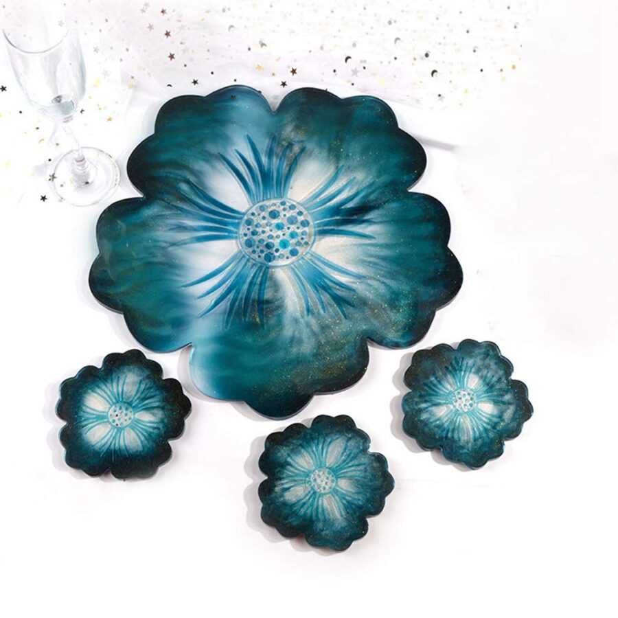 B35 - Flower Shape Tray with 4 Coaster - Image 8