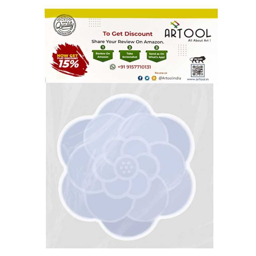 C50 - Flower Shape Mandala Coaster Mould 20 cm - 1 Unit - Image 3