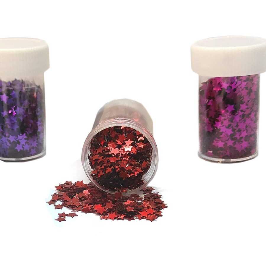 B16 - Star Shaped Glitter Assorted  - 12 Tube - (Small Botttle) - Image 2