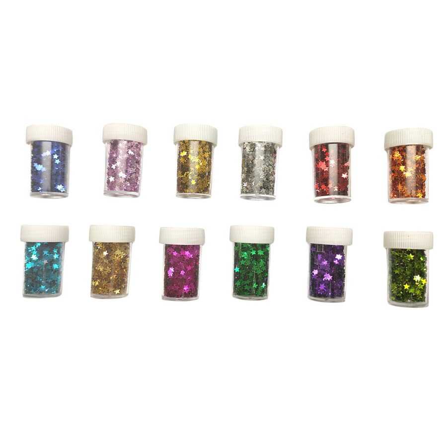 B16 - Star Shaped Glitter Assorted  - 12 Tube - (Small Botttle) - Image 4