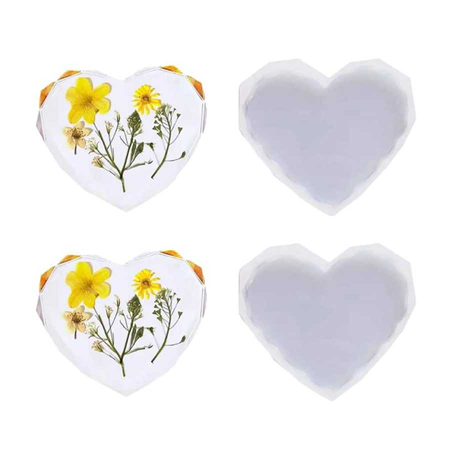 B109 - Coaster Mold / Heart Mold - Daimond Cut -3 inch