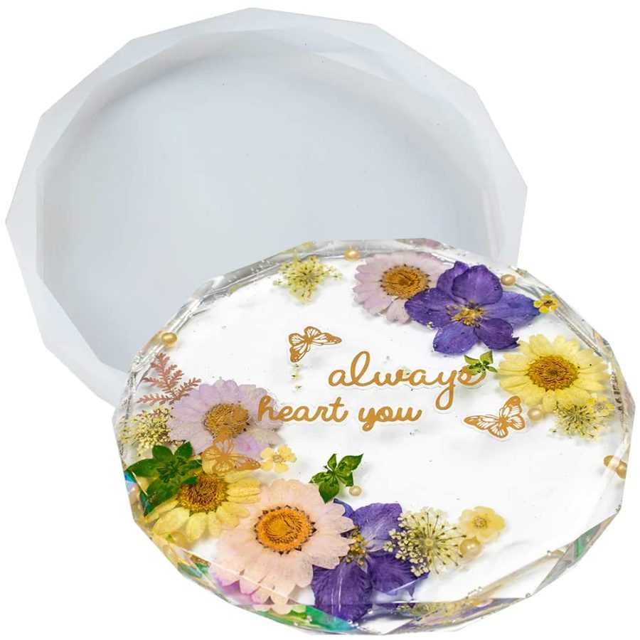 B8 - Daimond Cut Round coaster Mold - 5 inch