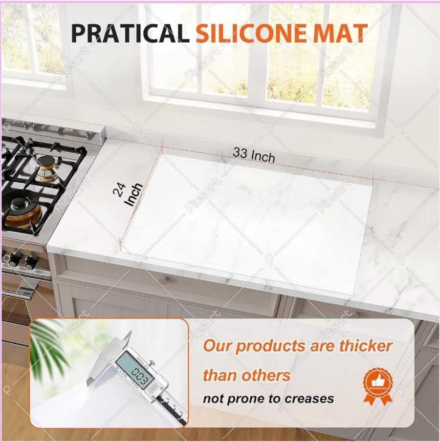 Silicone Mats for Kitchen Countertop Protector, Non-Slip Table Mat Desk Saver Pad, Non-Stick Reusable Pastry Mat, Silicone Placemat, Craft Mat, Resin Art Silicon Mat - 24'' X 33", White - Image 5