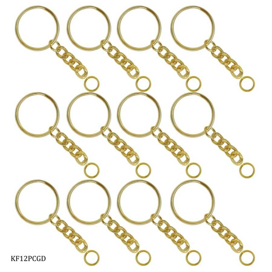 Key chain Ring Golden - 12 piece